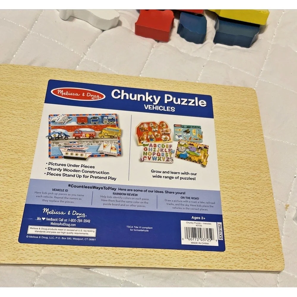 Melissa And Doug Fresh Start Wooden‎ Vehicles Chunky Complete 9 Piece Puzzle